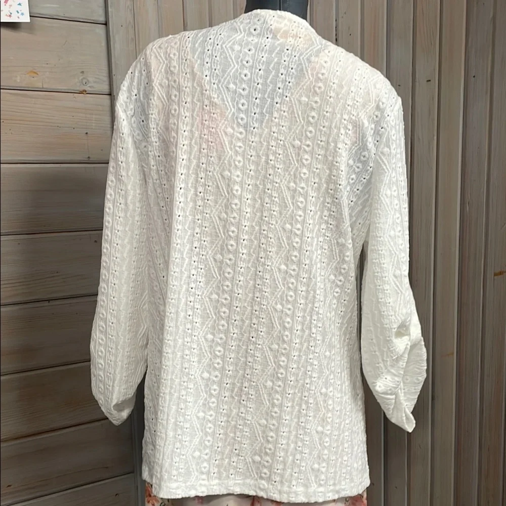 White Knit Cardigan with Waterfall Front - Picture 3 of 5